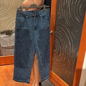 Fashion Nova Blue Denim Cropped Pants